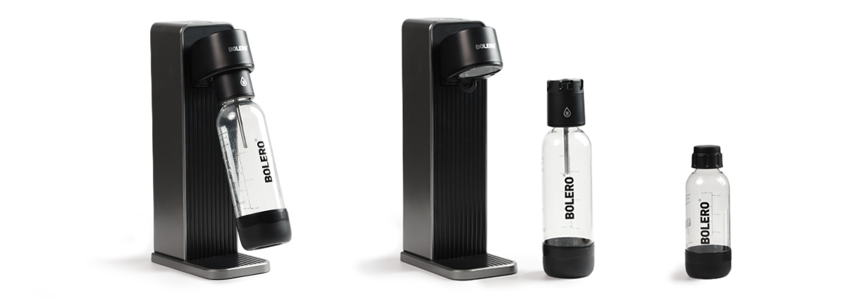 saturator Bolero Soda Maker z butelkami wielorazowymi – prezentacja urządzenia z odłączaną głowicą