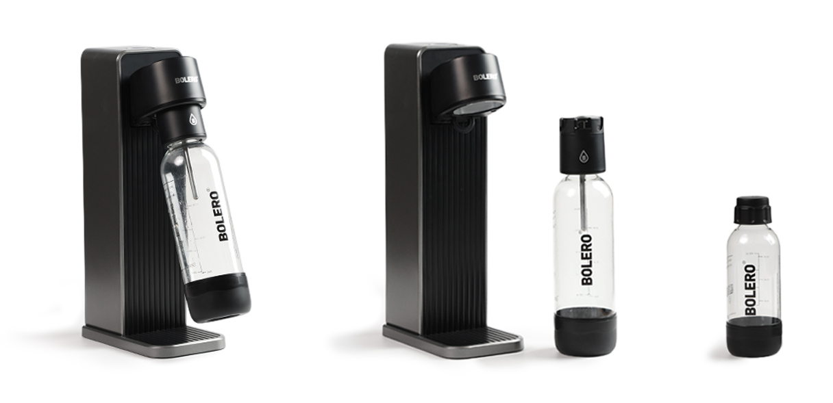 saturator Bolero Soda Maker z butelkami wielorazowymi – prezentacja urządzenia z odłączaną głowicą
